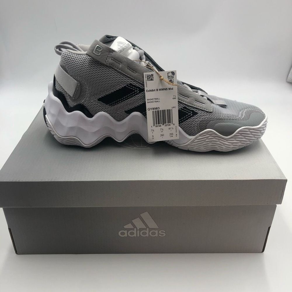 Adidas Exhibit B Mid Womens‎ Basketball Shoes Grey White GY8983 Size 8 NEW